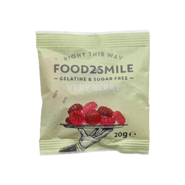 Food2Smile magusainetega kummikommid (Very Berry), 20g